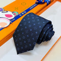 Louis Vuitton Style Men's Monogram Micro Pattern Silk Tie