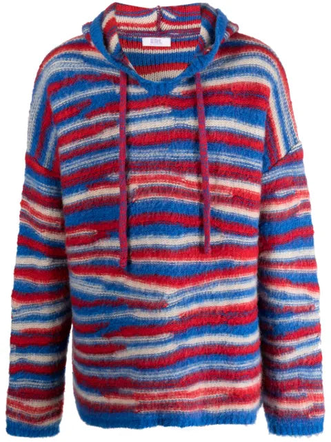 ERL striped intarsia-knit hoodie