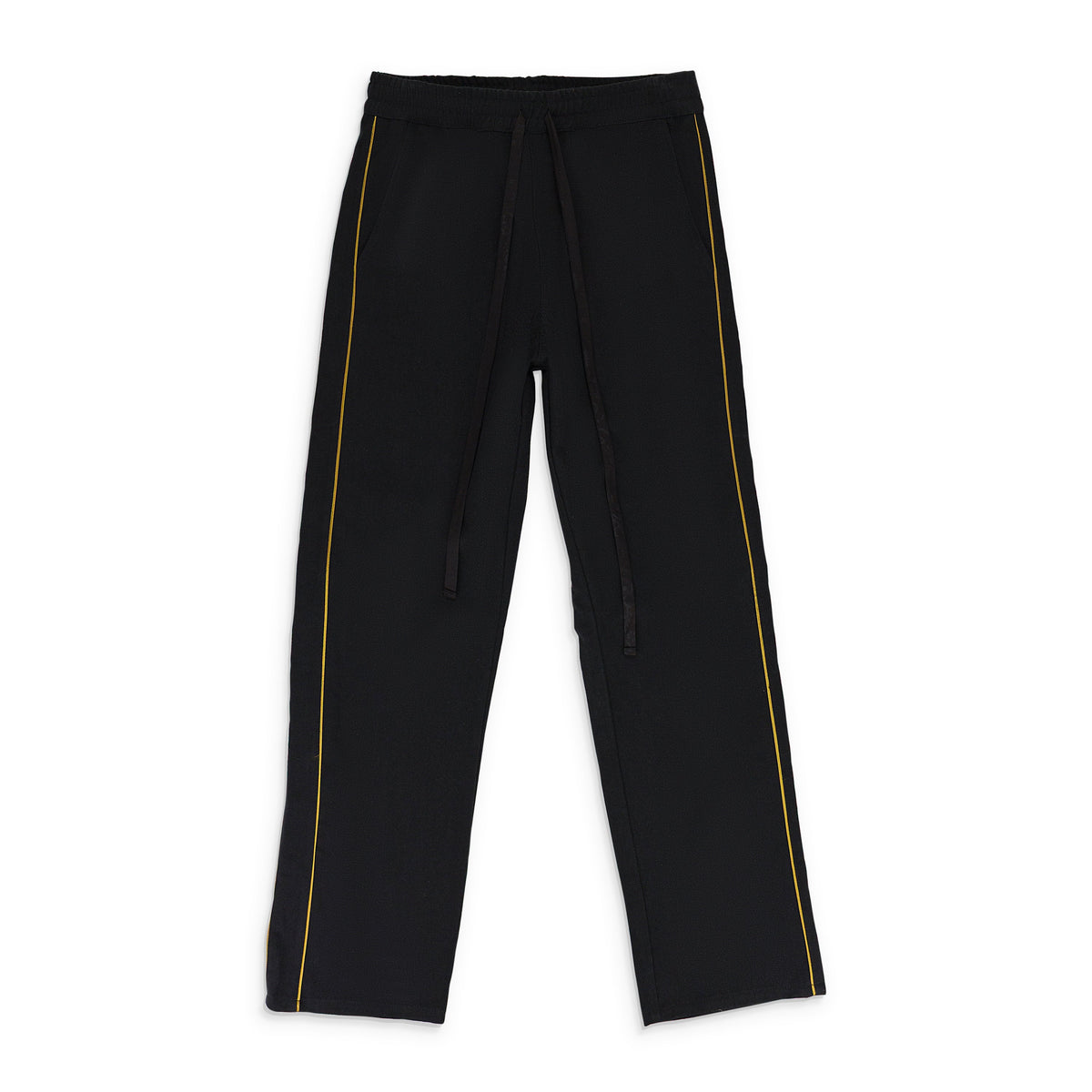 BLACK PIPED TWILL TRACK PANTS