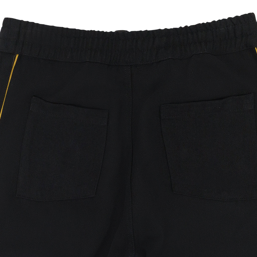 BLACK PIPED TWILL TRACK PANTS