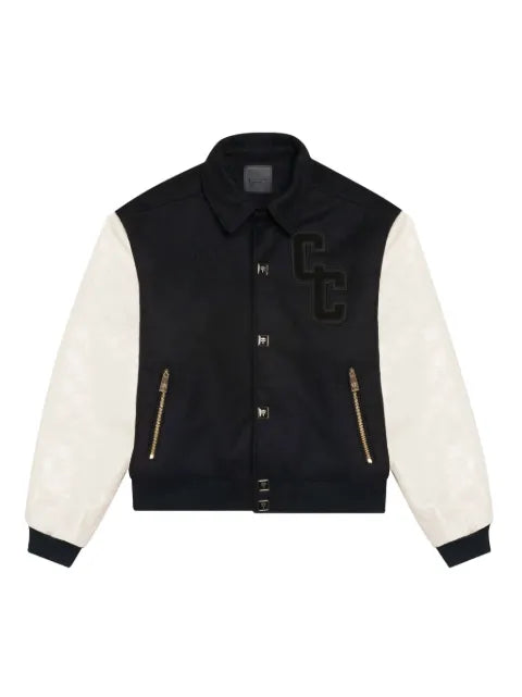PLACE OF ËLMS debossed embroidered varsity jacket