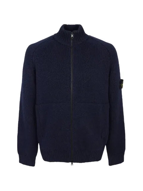 Stone Island Compass-patch ribbed-knit cardigan