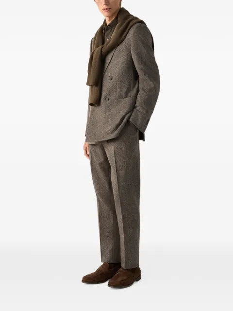 Zegna light beige and dark brown wool and cashmere jacket