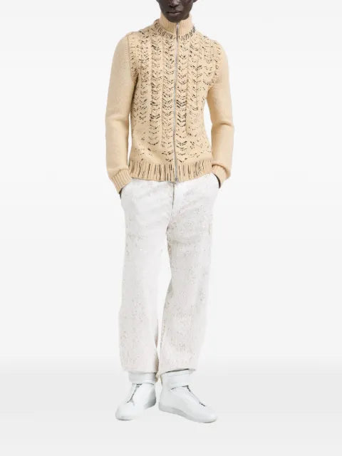 Maison Margiela ink-print zipped cardigan