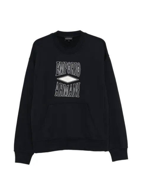 Emporio Armani logo-embroidered zip-slit sweater