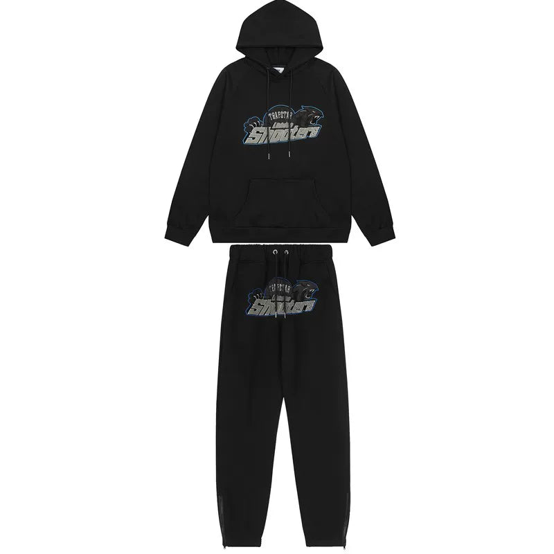 Trapstar Shooters Panther Forest Green Silver Tracksuit — Black