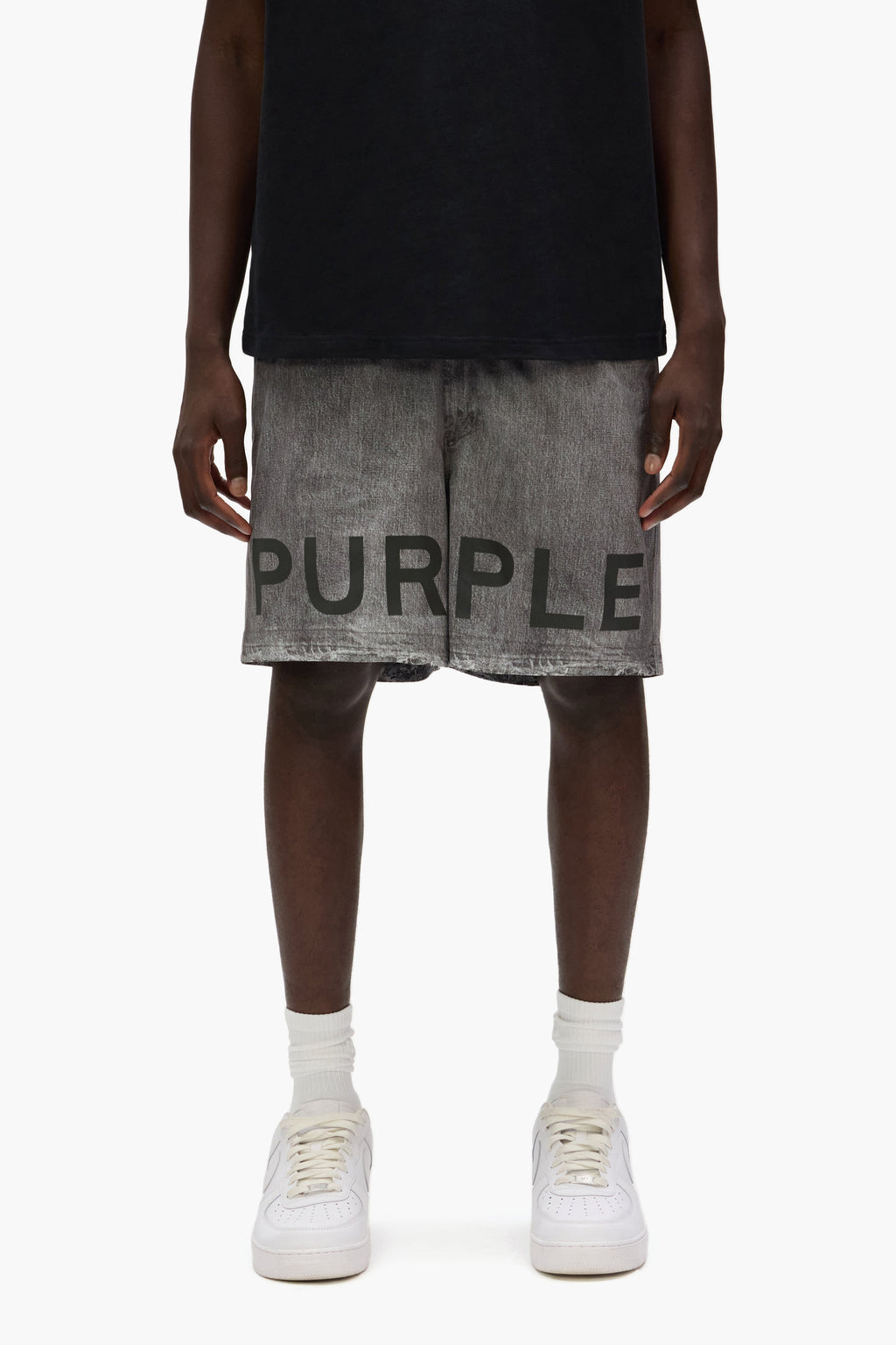 Faux Denim Wordmark All Around Shorts