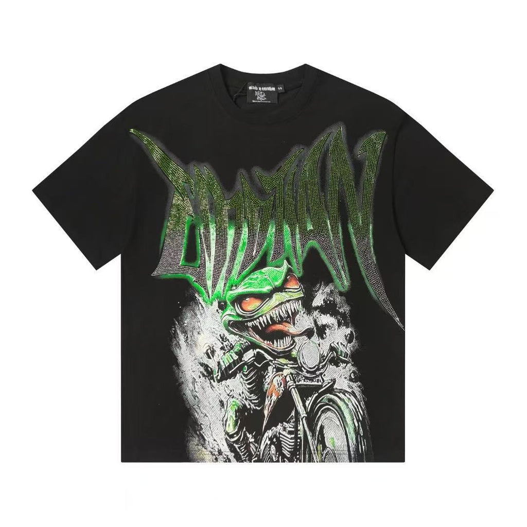 MIXED EMOTION Motorcycle Graffiti Graphic T-Shirt