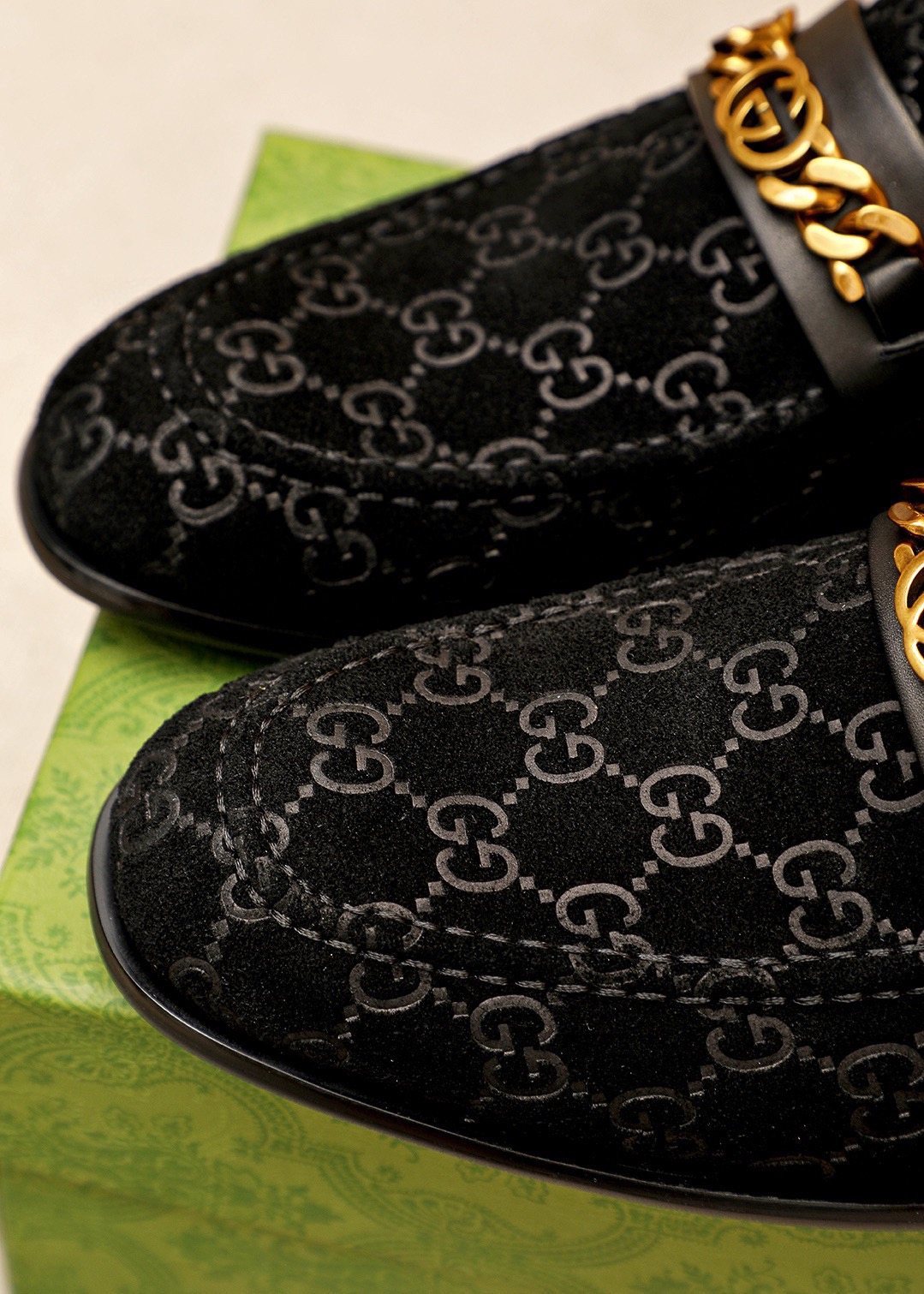 Gucci Black Patterned Loafers