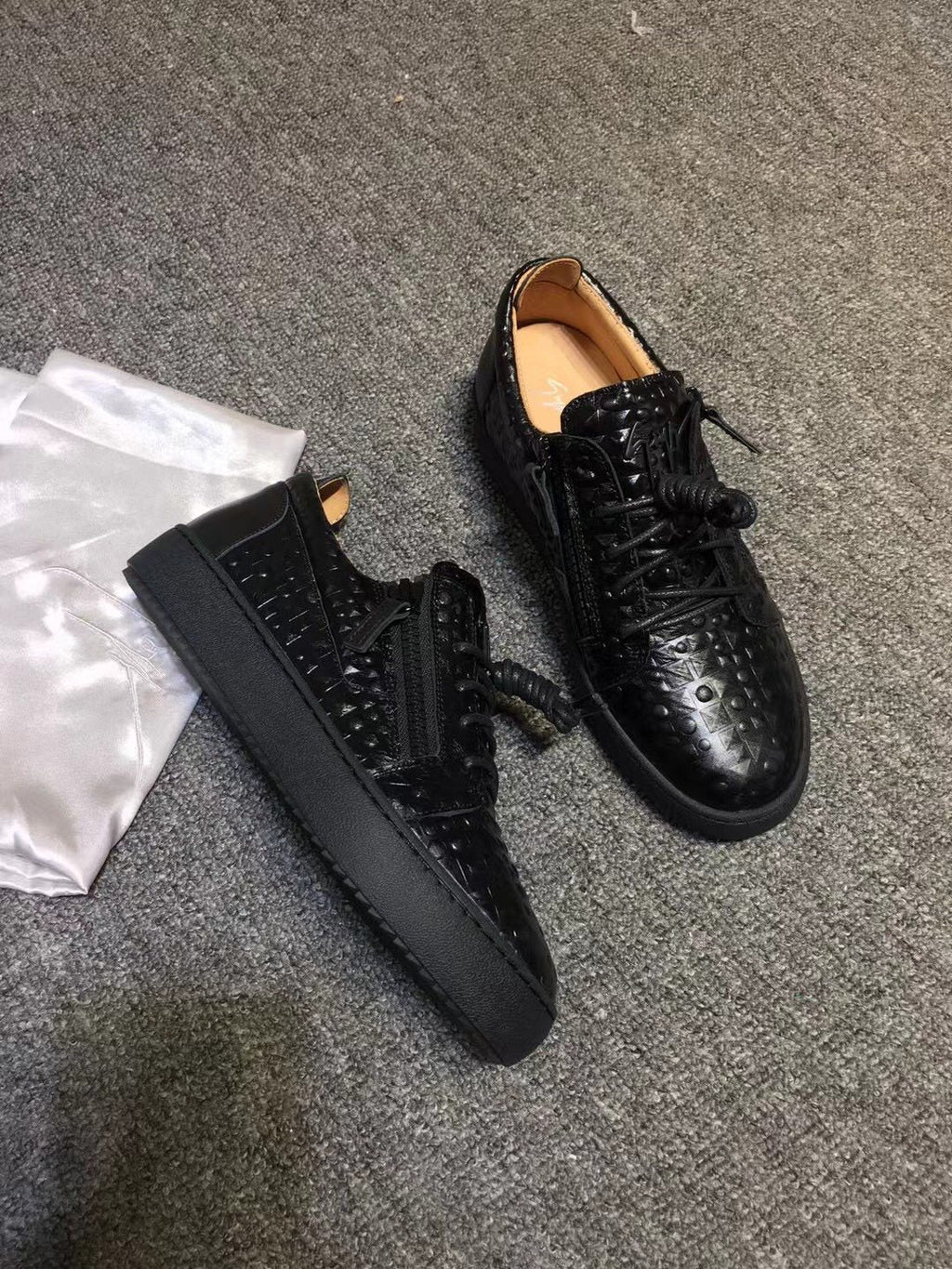 Giuseppe Zanotti Black Perforated Low-Top Sneakers