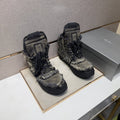 Gray and Black Distressed High-Top Sneakers