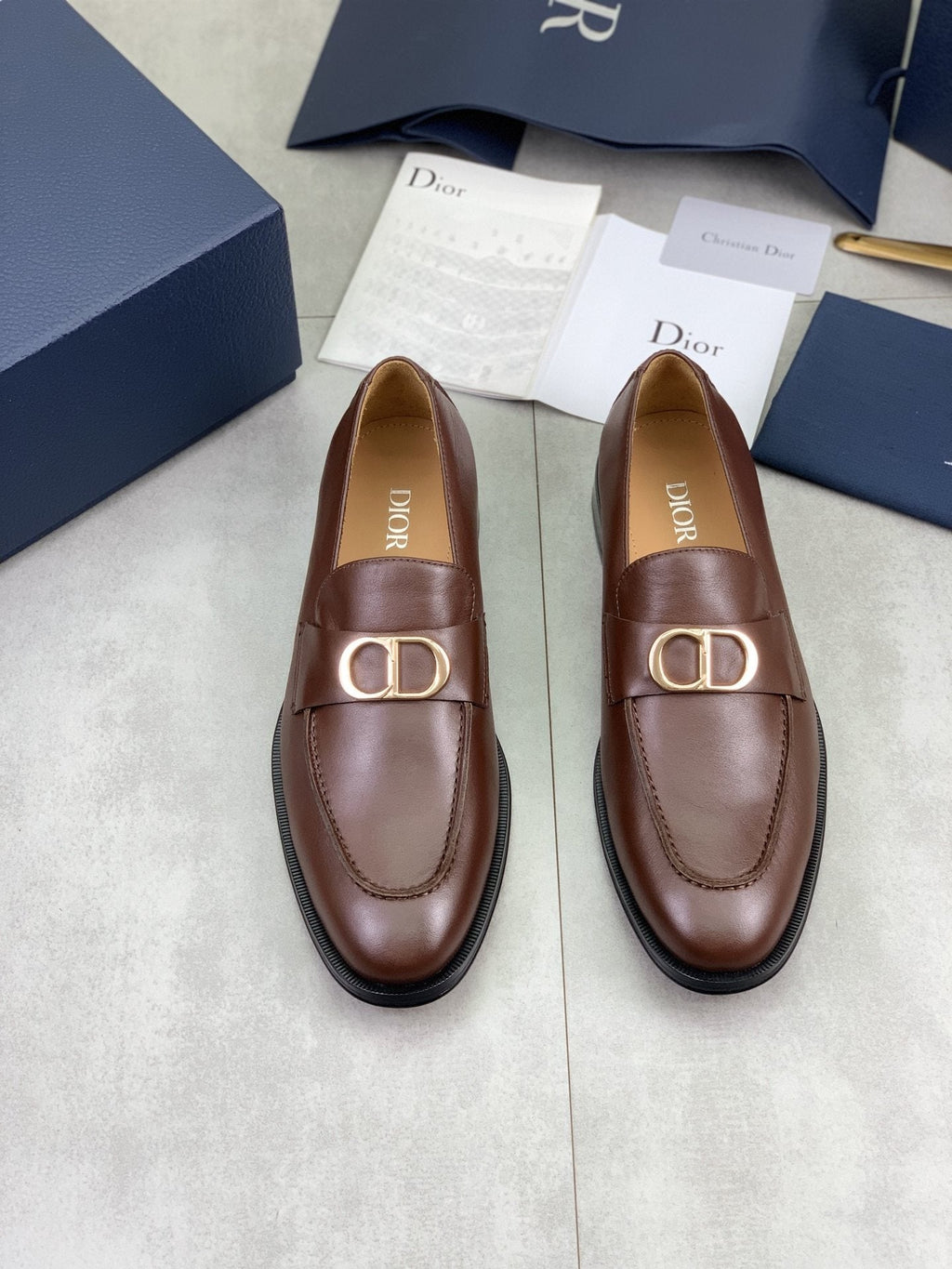 Dior Men's Brown Buckle Loafers